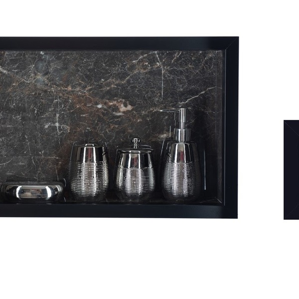 Nicho Em Porcelanato E Saboneteira - Kit Com 2 Peças (preto)