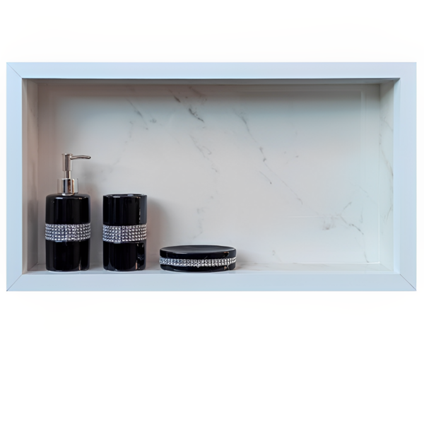 Nicho em Porcelanato Original Branco Santorine Para Banheiro