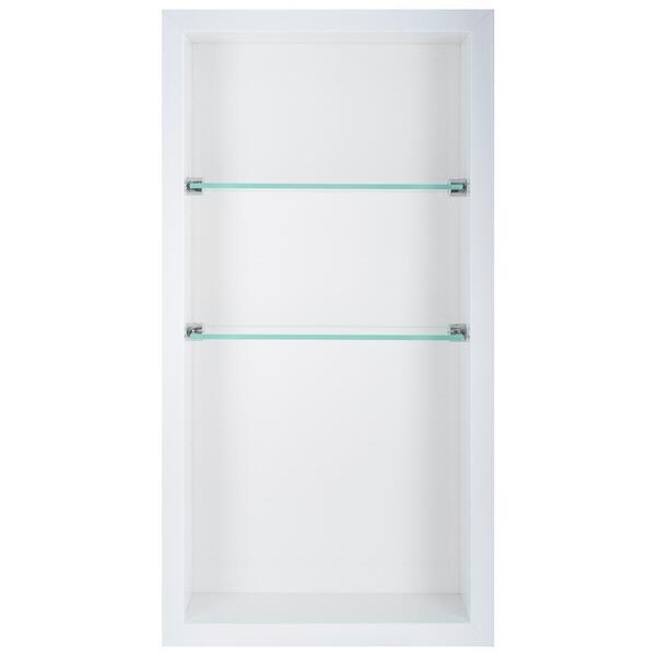 Nicho Em Porcelanato Para Banheiro Com Prateleiras Em Vidro