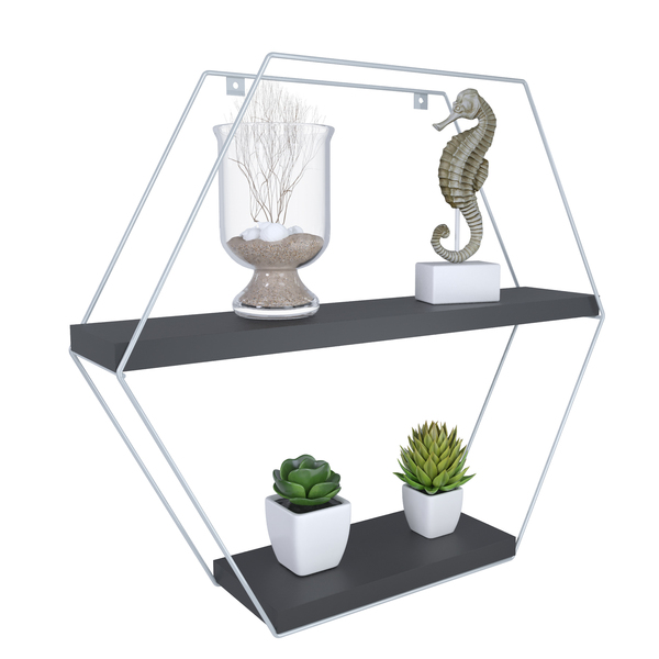 Nicho Hex Estilo 45X10X40Cm Pt/Br Cx/4