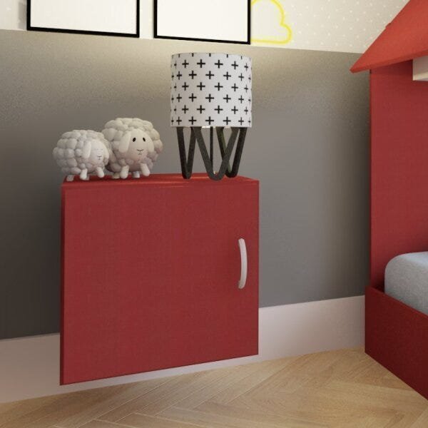 Nicho Infantil Tolix Com 1 Porta Bramov Móveis Vermelho