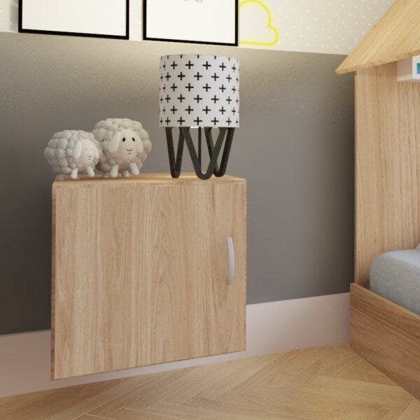 Nicho Infantil Tolix Com 1 Porta Kitcubos Carvalho Mel