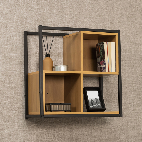 Nicho Industrial de Madeira MDP Freijó 60x60x30cm Quadrado Urbana Multivisão