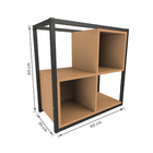 Nicho Industrial de Madeira MDP Freijó 60x60x30cm Quadrado Urbana Multivisão