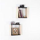 Nicho Mdf Cubo Decorativo Preto E Pinus 30cm Com Suporte Invi