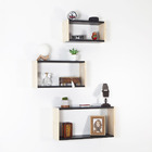 Nicho Mdf Cubo Decorativo Preto E Pinus 40cm Com Suporte Invi