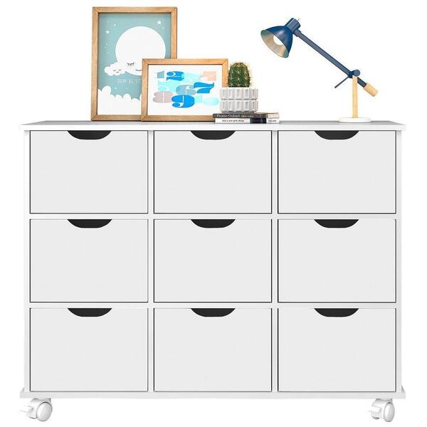 Nicho Multifuncional Com Rodízios Toys 9 Gavetas Branco