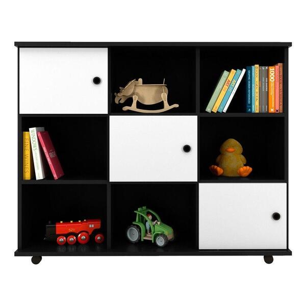 Nicho Multiuso Organizador Com Rodízios Preto E Branco