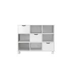 Nicho Organizador Com 3 Gavetas Brancas E Rodízios - Qmovi