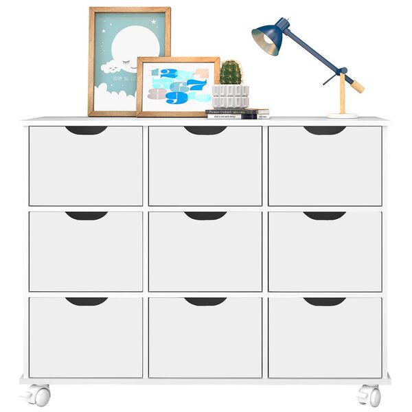 Nicho Organizador Com Rodizios 9 Gavetas - Qmovi - Branco/bra