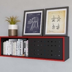 Nicho Organizador Moscou Com Porta De Correr Preto Vermelho