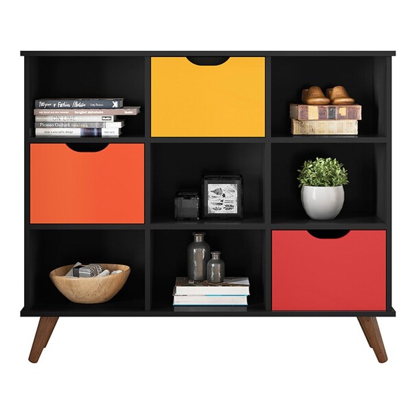 Nicho Organizador Multifuncional 6 Nichos 3 Gavetas Pés Retrô