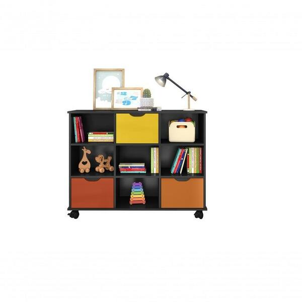 Nicho Organizador Preto Com 3 Gavetas Coloridas - Qmovi