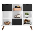 Nicho Organizador Retrô Branco 3 Gavetas Preto Qmovi