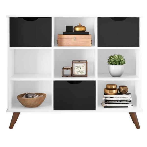 Nicho Organizador Retrô Branco 3 Gavetas Preto Qmovi