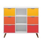 Nicho Organizador Retrô Branco 6 Gavetas Colorido Qmovi