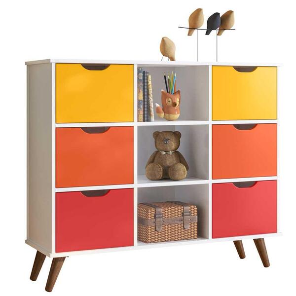 Nicho Organizador Retrô Branco 6 Gavetas Colorido Qmovi