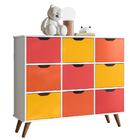 Nicho Organizador Retrô Branco 9 Gavetas Colorido Qmovi