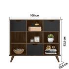 Nicho Organizador Retro Ebano Toq C/ 3 Gavetas Preto Kit Com