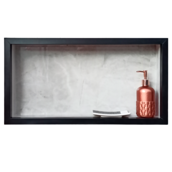 Nicho Original em Porcelanato Banheiro Cinza Pulpis Borda Pre