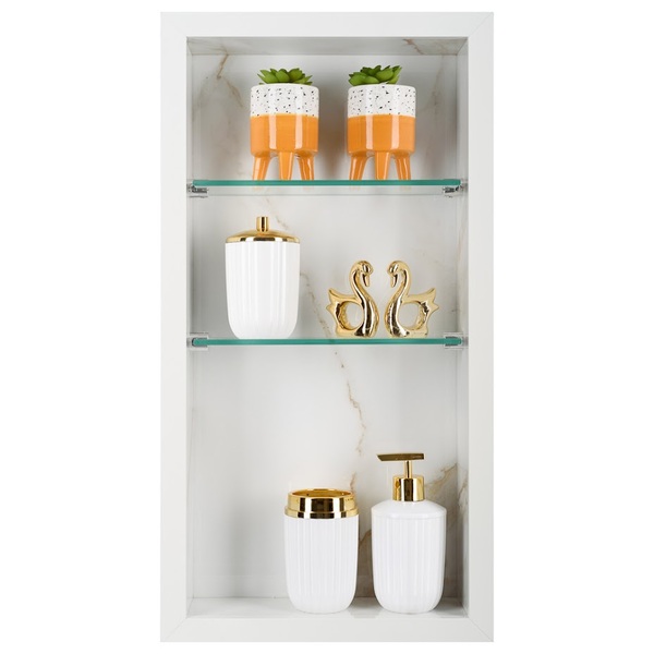 Nicho Para Banheiro Em Porcelanato Polido Com Prateleira De V