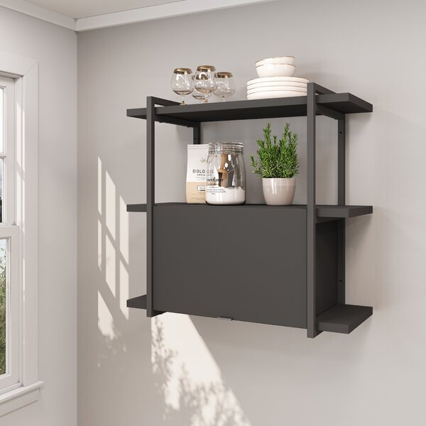 Nicho Para Cozinha 80cm Iron 3 Prateleiras E 1 Porta Espresso