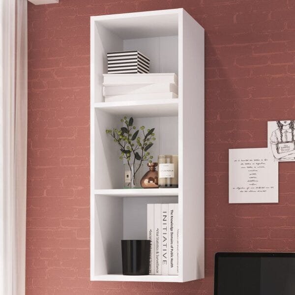 Nicho Parede Vertical Organizador Multiuso Mdp Branco 90x33x2