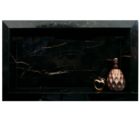 Nicho Porcelanato Borda Diamante Preto com Dourado 60x32cm