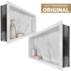 Nicho Porcelanato Branco Marmo Douro Polido 02 Unidades 60x32