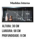 Nicho Porcelanato Preto Rajado Branco Polido 60x32cm