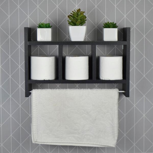 Nicho Porta Toalha Preto Para Banheiro 45 X 30cm