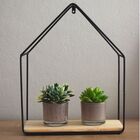 Nicho Prateleira Aramado Preto Metal Pinus Casinha 32x25x10 P