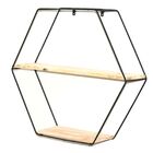 Nicho Prateleira Aramado Preto Metal Pinus Hexagono 45x10x40