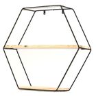 Nicho Prateleira Aramado Preto Metal Pinus Hexagono 45x10x40