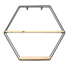 Nicho Prateleira Aramado Preto Metal Pinus Hexagono 45x10x40