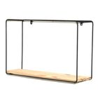 Nicho Prateleira Aramado Preto Metal Pinus Retangular 40x10x25