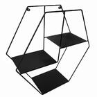 Nicho Prateleira Flutuante Estante Hexagonal Aramada Preta