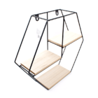 Nicho Prateleira Hexágono Metal Aramado E Madeira - 29cm C/ 3