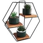 Nicho Prateleira Organizadora Hexagonal Pequena Steel Wood P