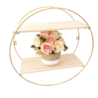 Nicho Prateleira Redondo Dourado Metal Aramado E Madeira - Cí