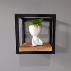 Nicho Quadrado Preto Com Madeira