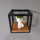 Nicho Quadrado Preto Com Madeira