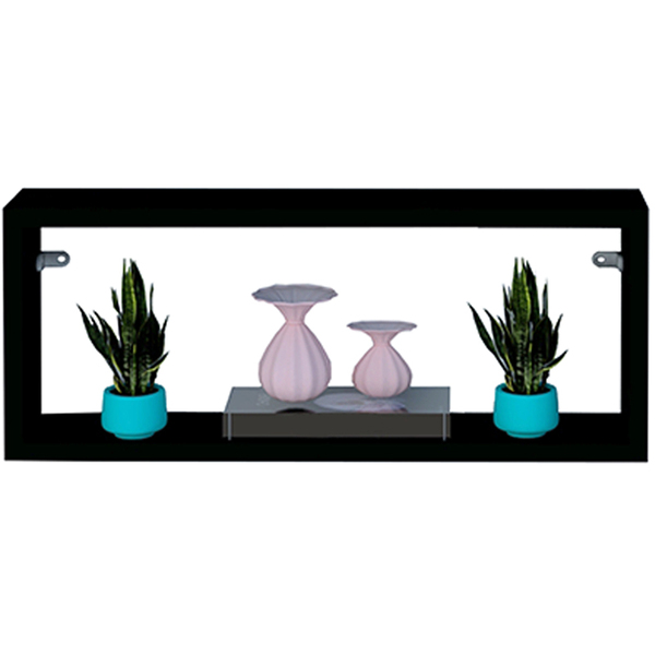 Nicho Retangular Preto 40x20x10p Mdf Decorativo