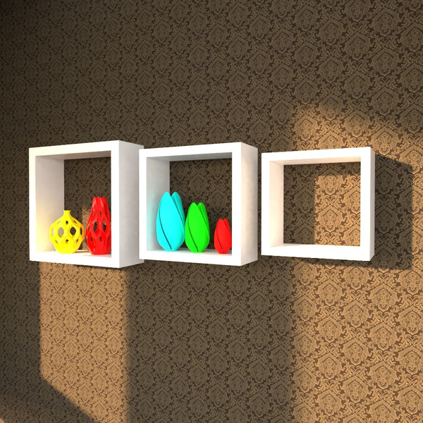 Nicho Suspenso 3 Cubos 100% Mdf Unic Plan 30-25-20 X 10 Cm Br