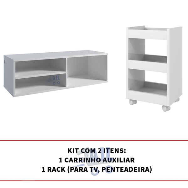 Nicho Suspenso + Armário Balcão De Chão De C/ 4 Rodas Mult.