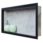 Nichos De Porcelanato Cinza Borda Preta Para Banheiro 60x32cm