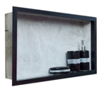 Nichos De Porcelanato Cinza Borda Preta Para Banheiro 60x32cm