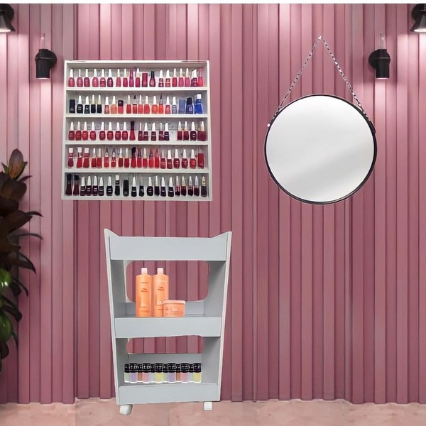 Nichos Organizador Expositor Susp. +  Carrinho Manicure