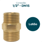 Niple Sextavado 1/2 Polegada Latão Rosca Macho Conector Hidrá