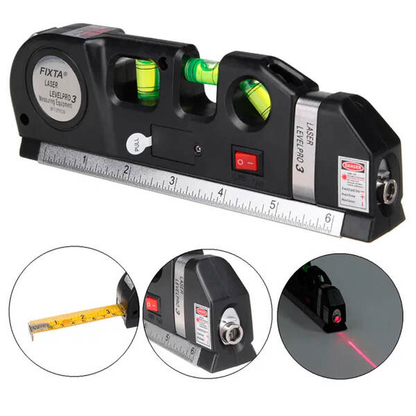 Nível A Laser 3 Linhas Cruz Trena Régua Nivelador Profissional